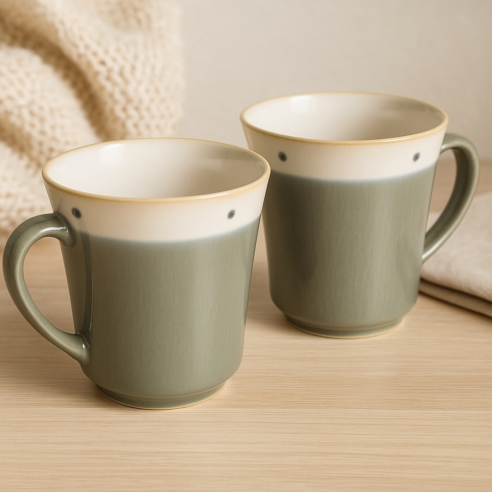 Sango Newport Avocado Green Mug Set of 2 – Discontinued Pattern